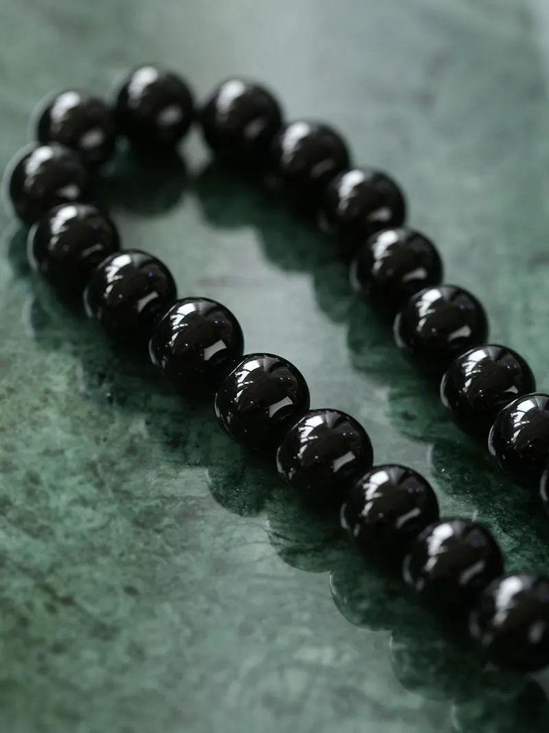 Handwoven 12mm Black Onyx Stone Magnetic Clasp Necklace