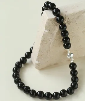 Handwoven 12mm Black Onyx Stone Magnetic Clasp Necklace