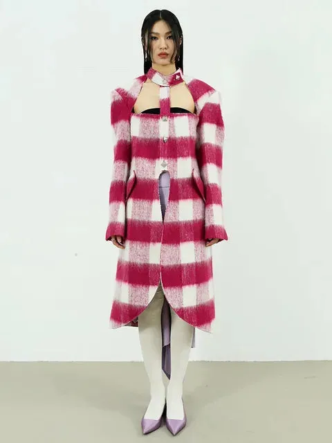 Hurnana Plaid Cut Out Coat