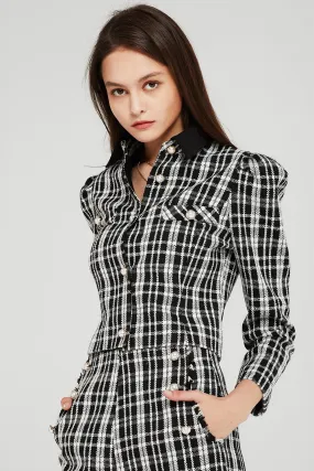 Jane Contrast Collar Plaid Jacket