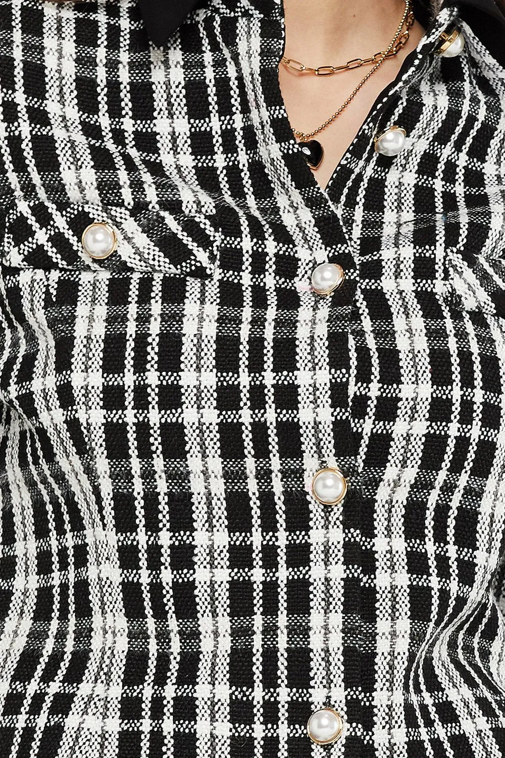 Jane Contrast Collar Plaid Jacket