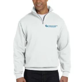 Jerzees Sweatshirt 1/4 Zip Cadet Collar With Blue Logo