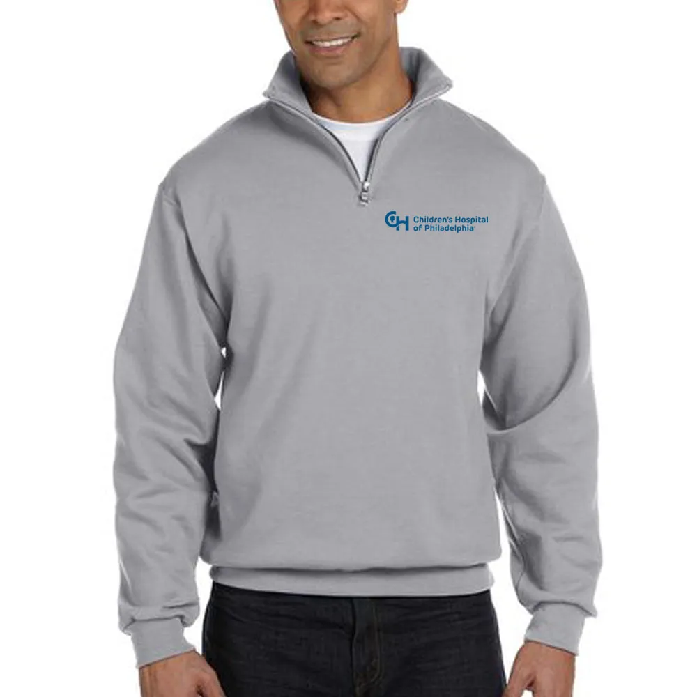 Jerzees Sweatshirt 1/4 Zip Cadet Collar With Blue Logo