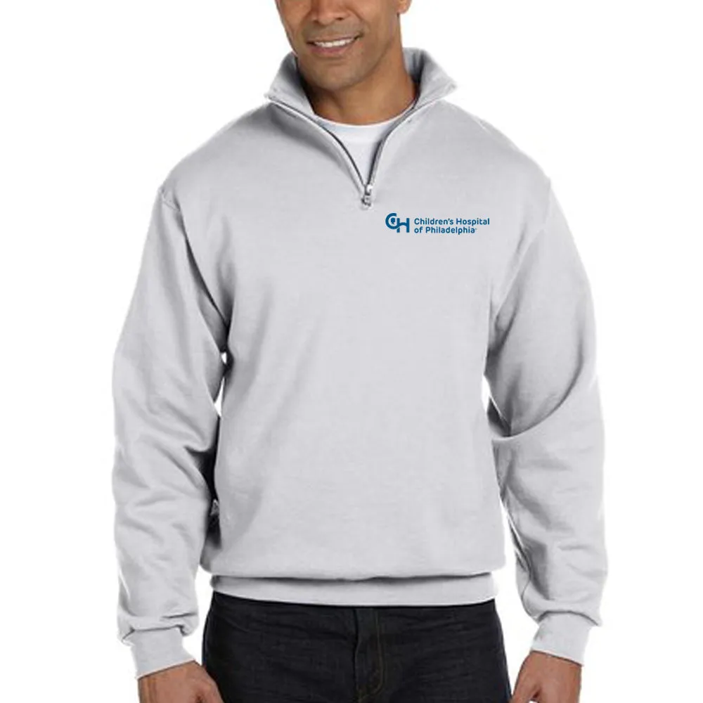 Jerzees Sweatshirt 1/4 Zip Cadet Collar With Blue Logo