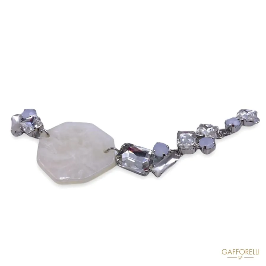 Jewel Neckline with Crystal Stones and White Octagon A369 - Gafforelli Srl