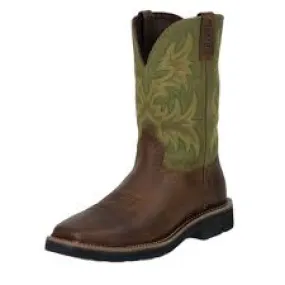 Justin Men's (SE4688) 11" Hunter Green Square STEEL Toe Pull-On Work Boot.