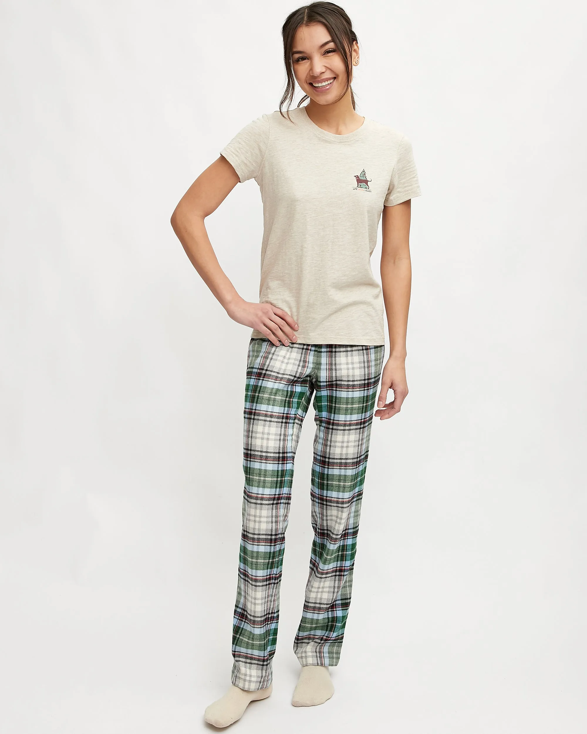 Ladies Festive Flannel Plaid Lounge Pant