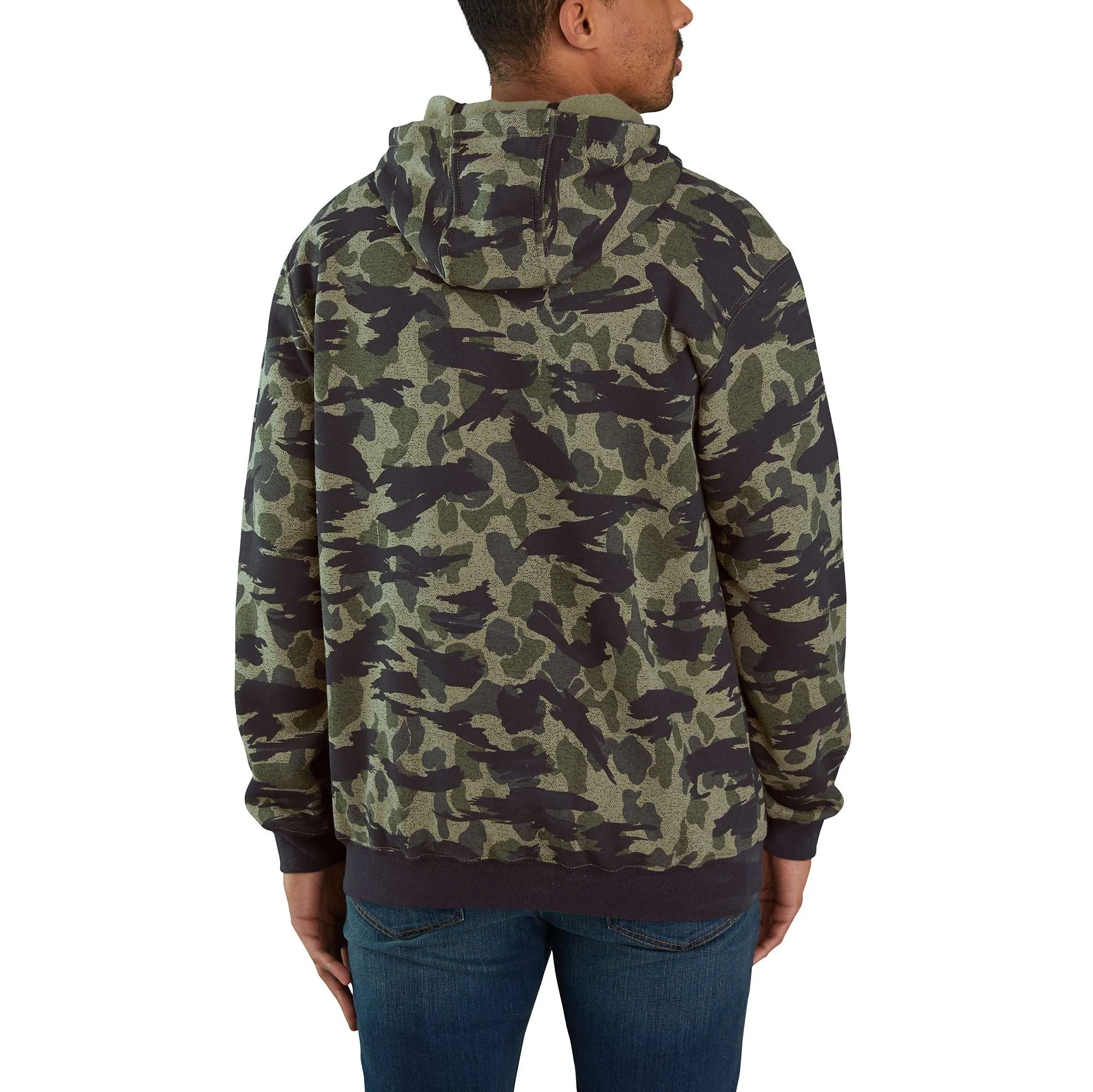 Loose Fit Midweight Hooded Camo Graphic Sweatshirt