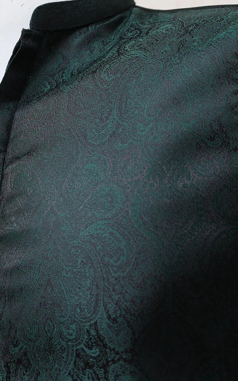 Men Premium Jamawar Kurta Green