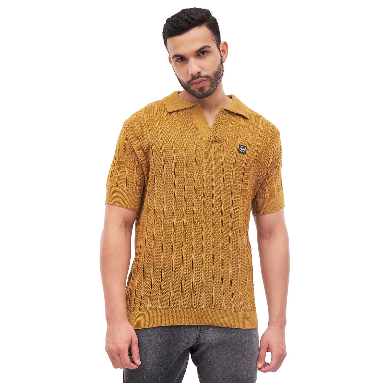 Mustard Knit Polo Tshirt