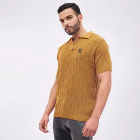 Mustard Knit Polo Tshirt