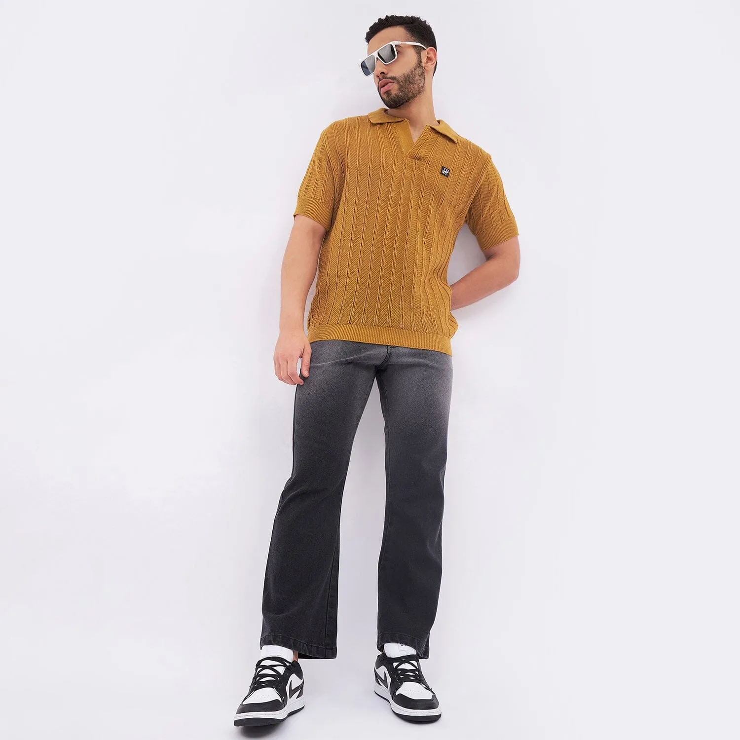 Mustard Knit Polo Tshirt