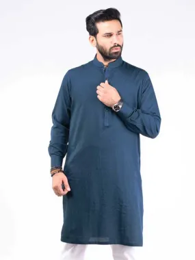 Nabeel &  Aqeel Kurta Teal Blue Self REGULAR FIT NKURJ016