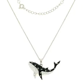 Orca Whale Necklace with Black and White Crystals in Sterling Silver