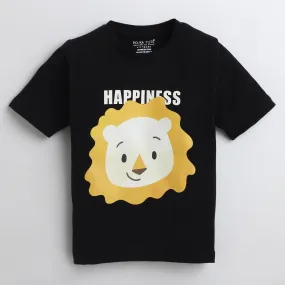 Polka Tots Half Sleeve T-Shirt Happiness Lion - Black