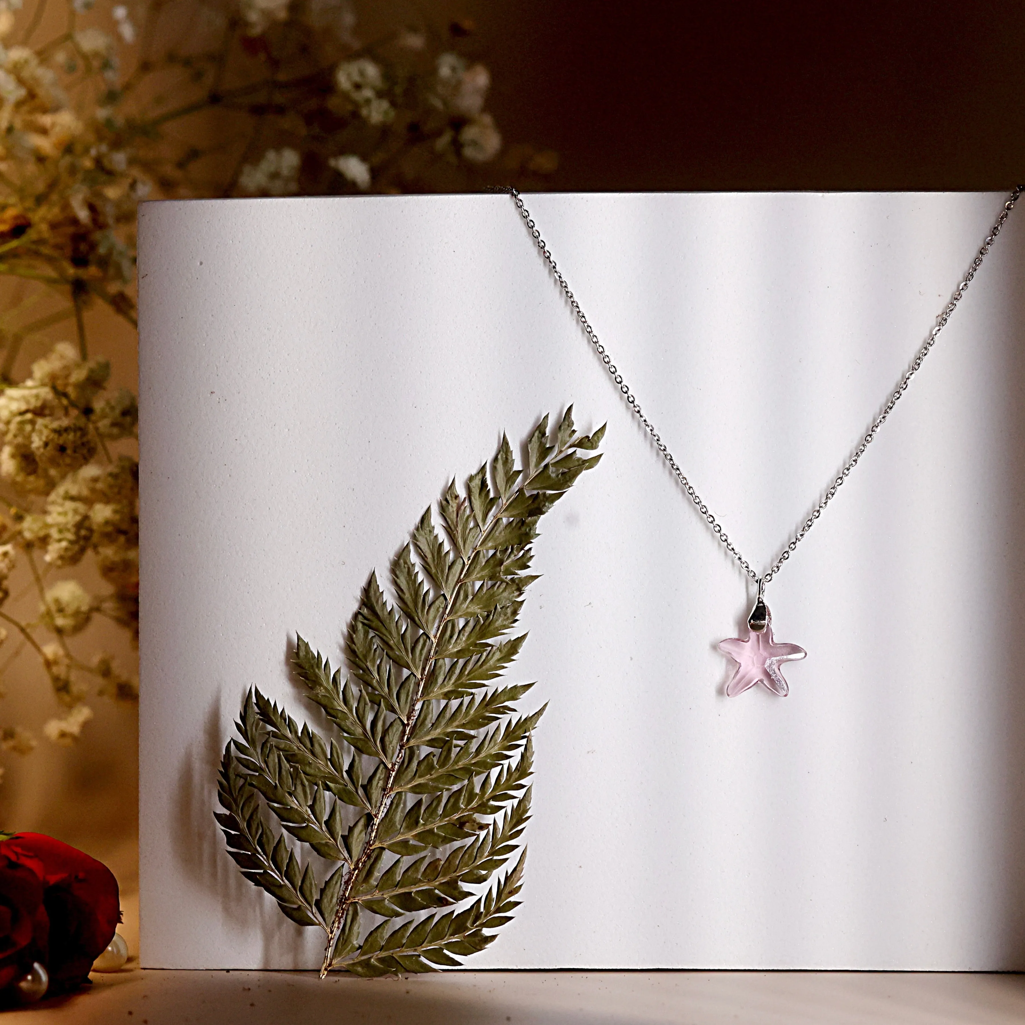 Purple starfish crystal necklace