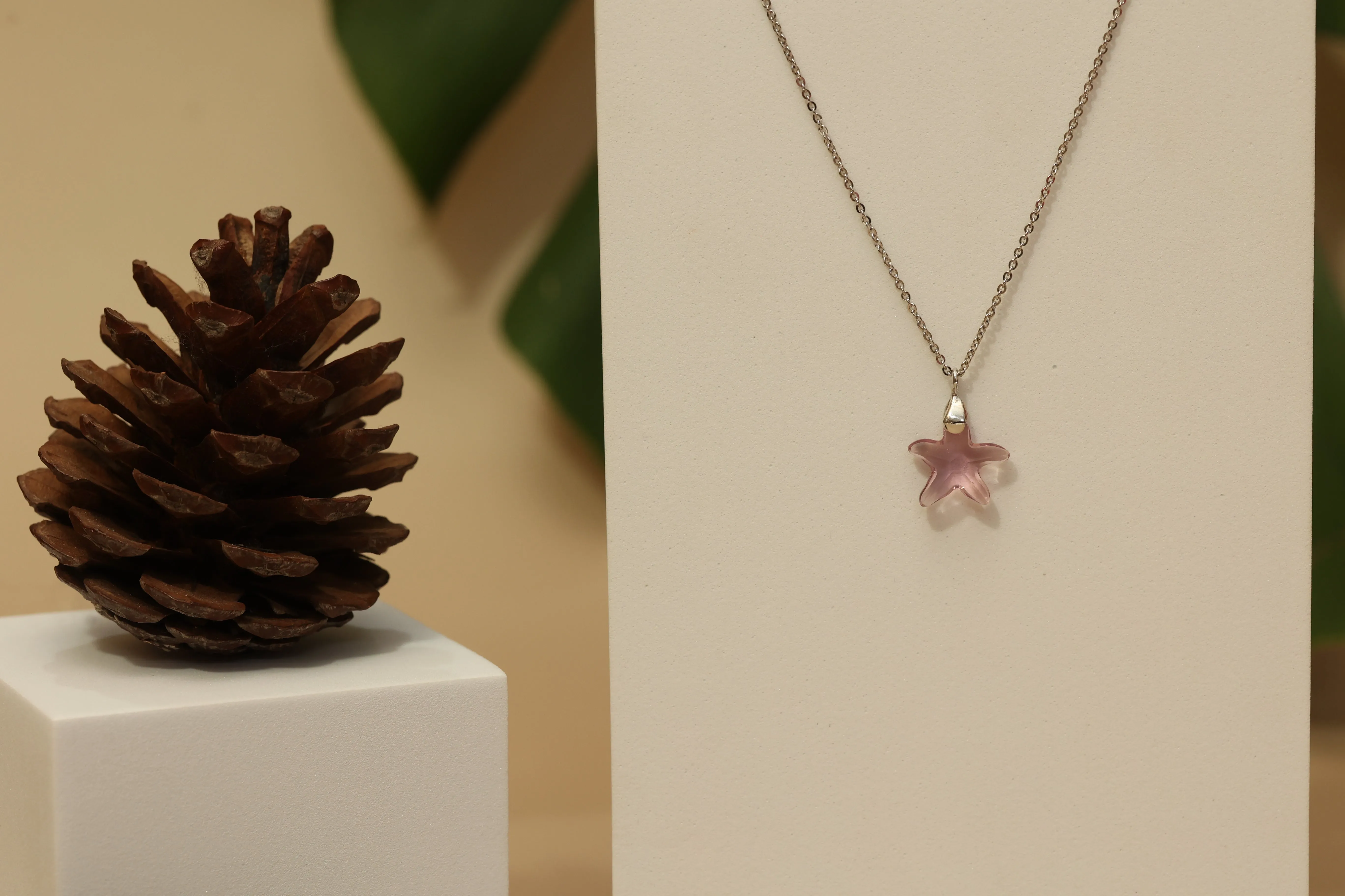 Purple starfish crystal necklace