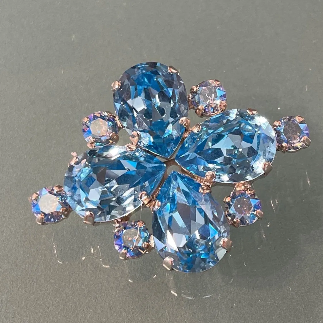 Starflower Crystal Stock Pin - Aqua & Sapphire Shimmer