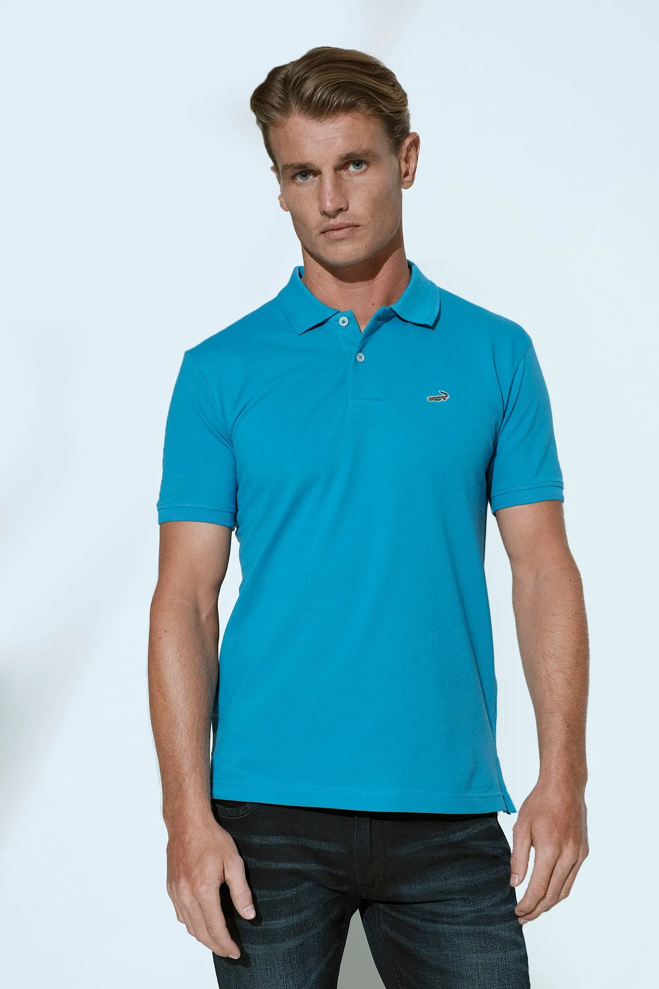 Supima Polo-Blue Enamel-Slim Fit