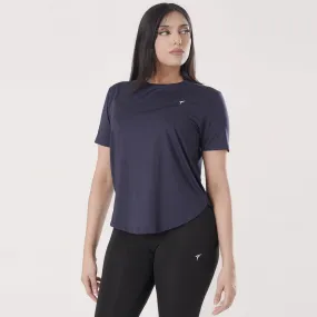 Tf-Premium Navy Half Sleeve Women Mesh Tee