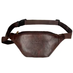 The Clownfish Ajax Faux Leather Waist Bag Travel Pouch Crossbody Sling Bag with Adjustable Strap (Dark Brown)