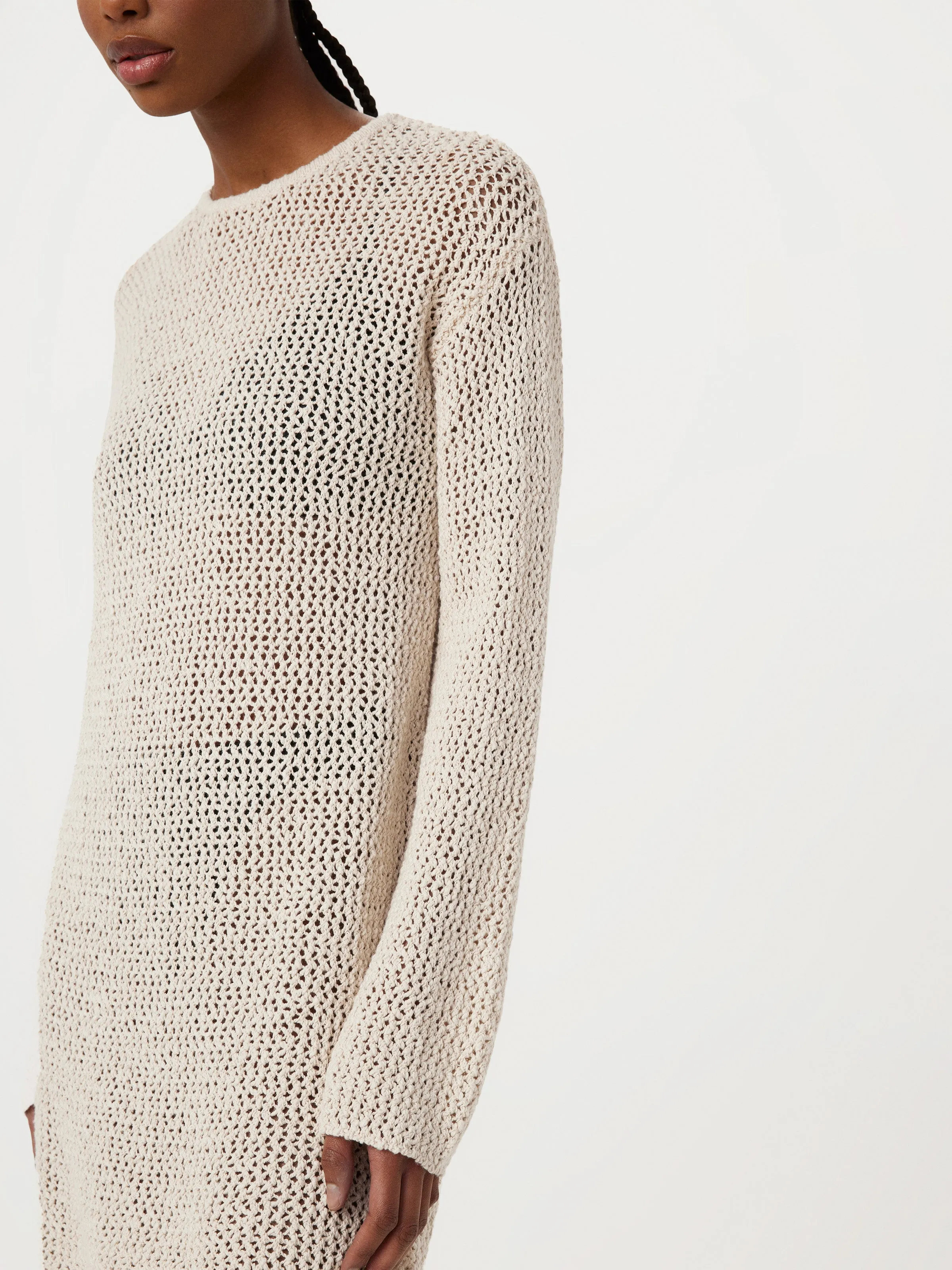 The Openwork Sweater Dress in Oatmeal