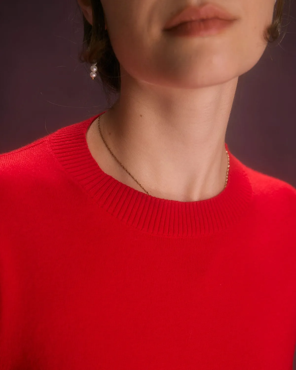 The Red Round Neck Long Sleeve Sweater