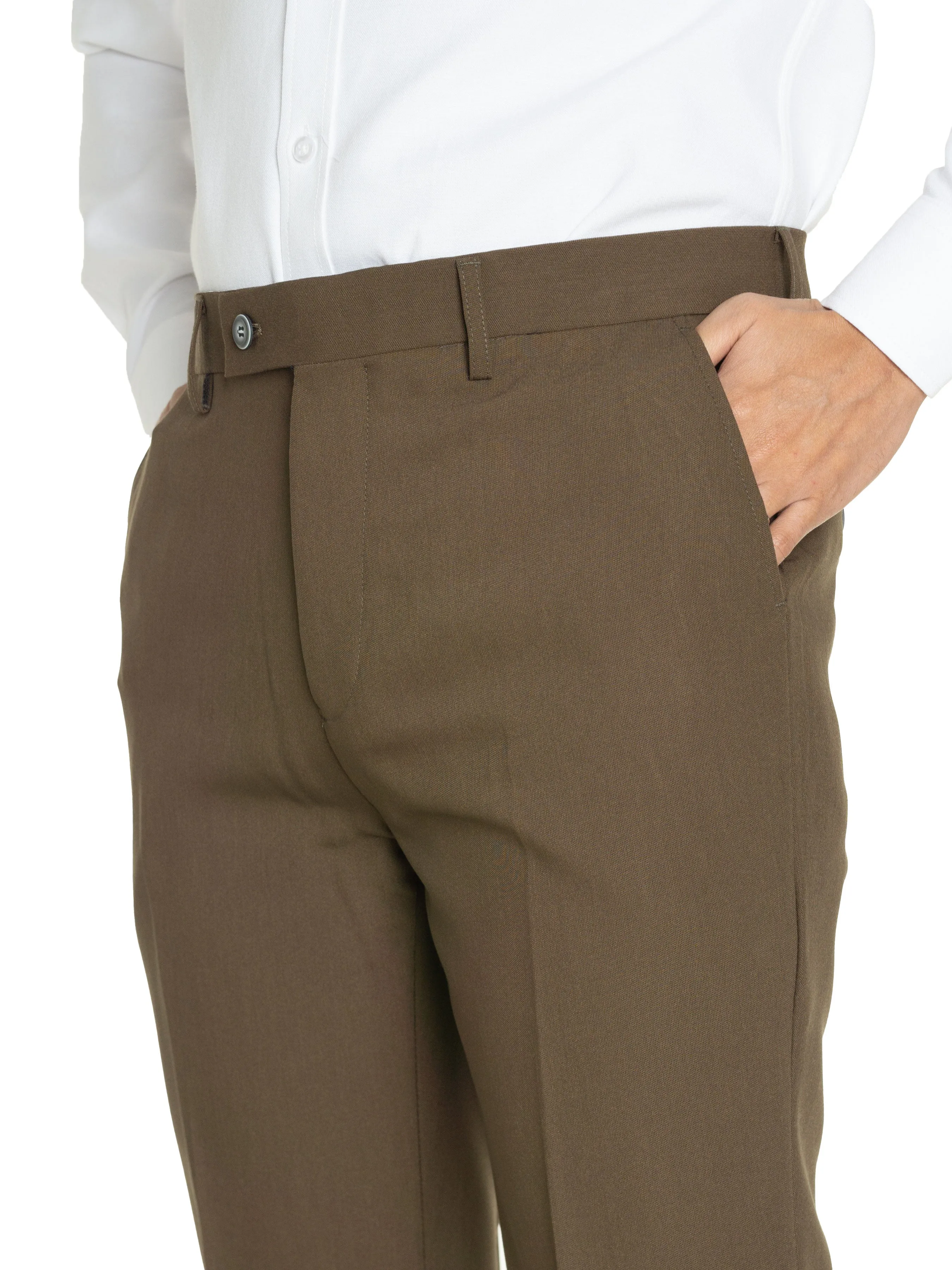 Trousers With Belt Loop - Coffee Plain (Stretchable)