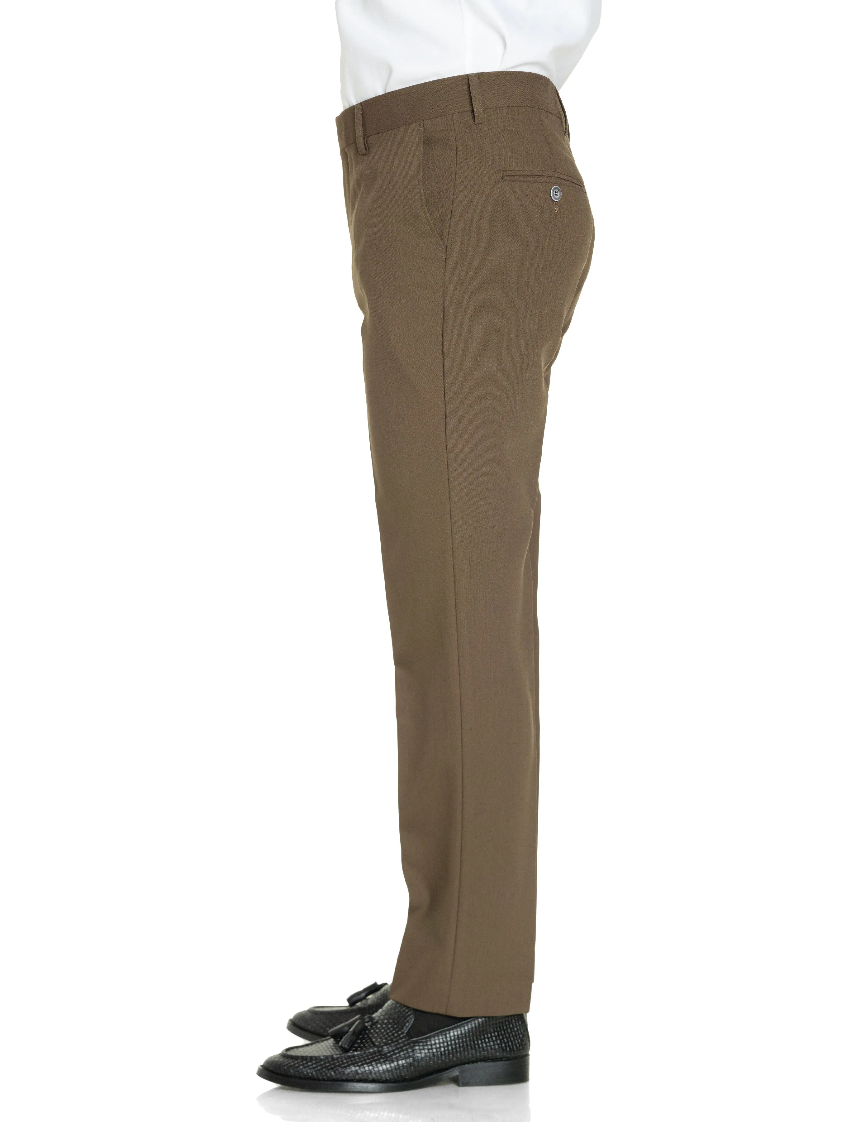 Trousers With Belt Loop - Coffee Plain (Stretchable)