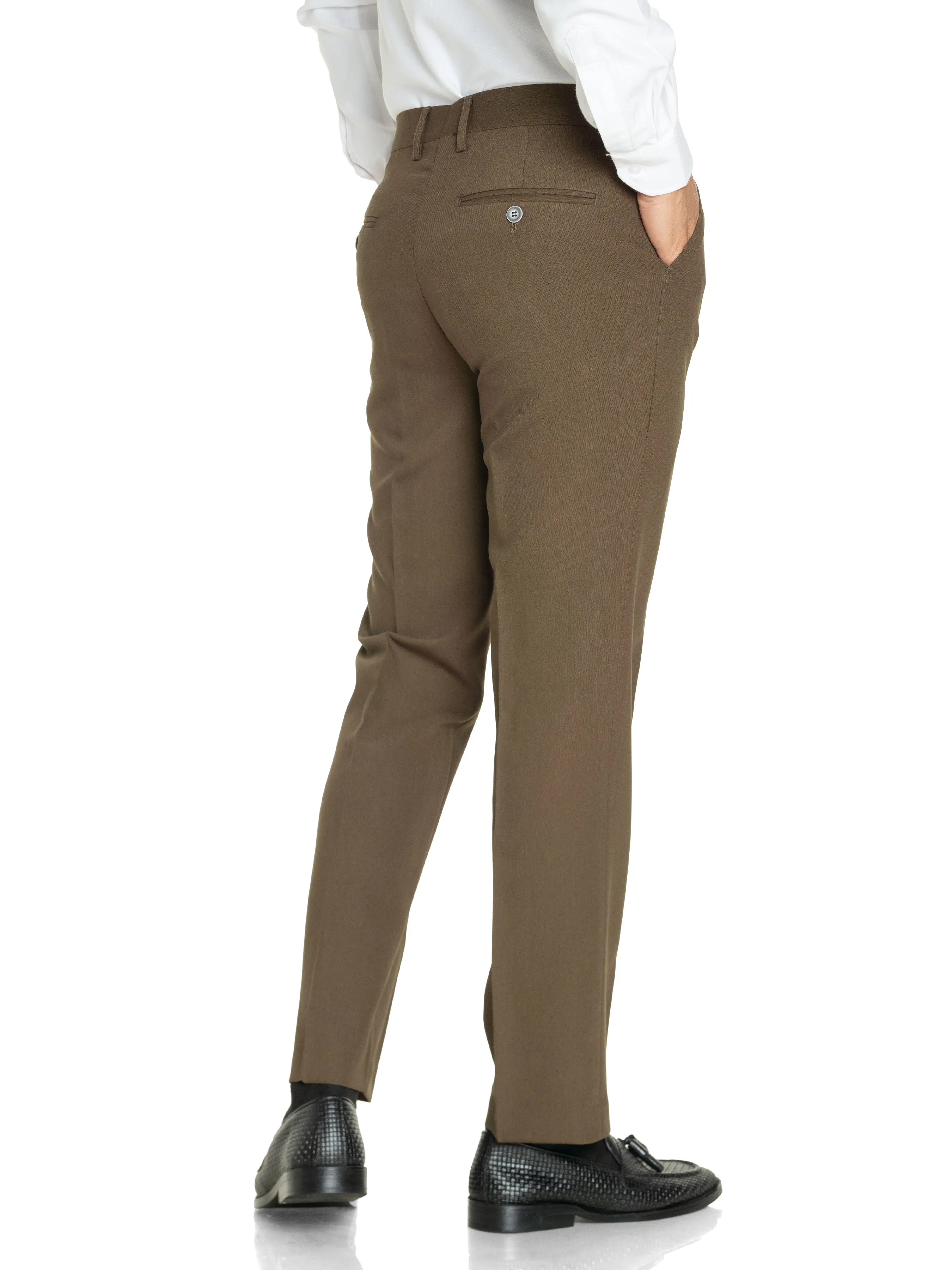 Trousers With Belt Loop - Coffee Plain (Stretchable)