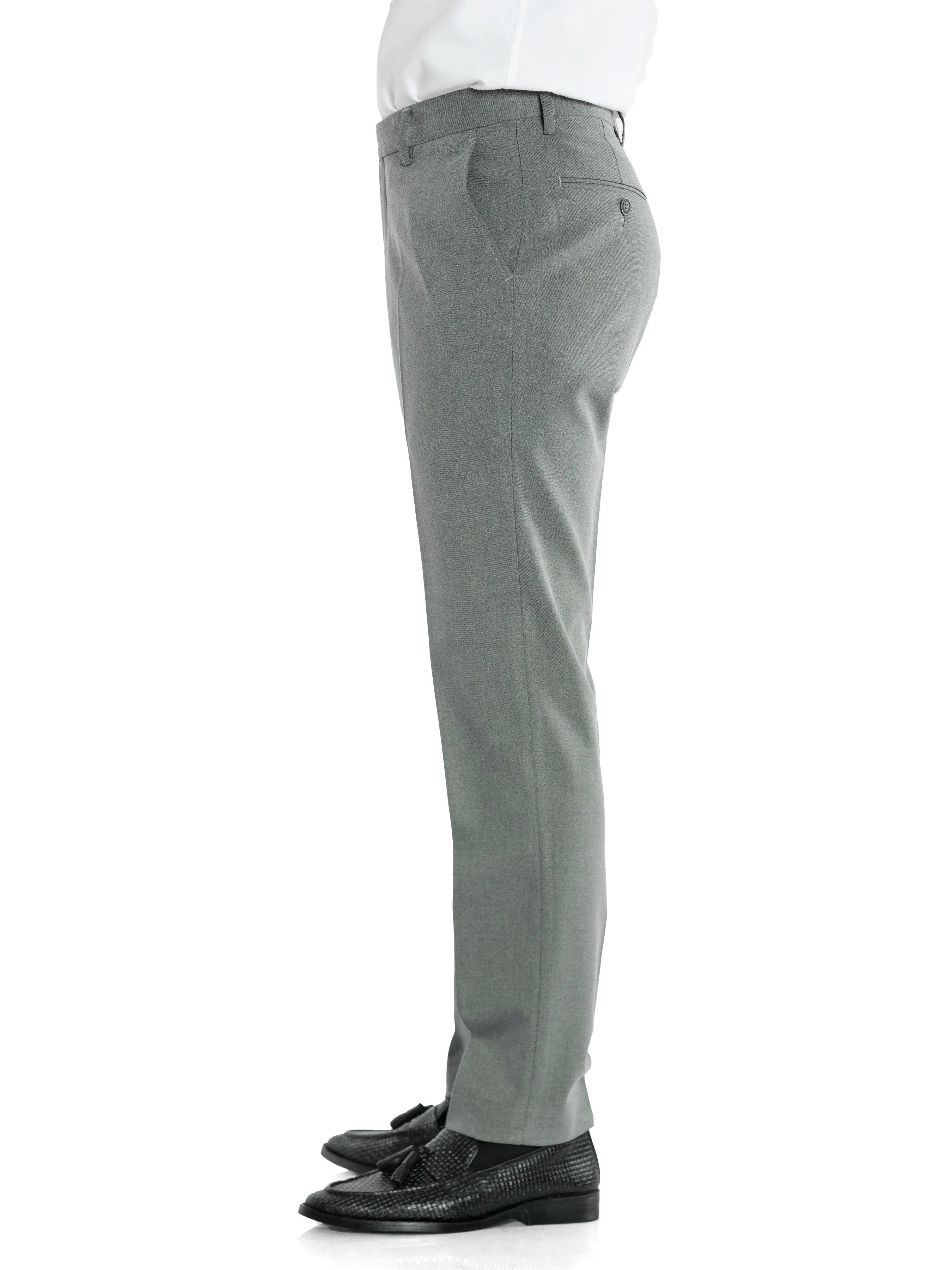 Trousers With Belt Loop - Grey Plain (Stretchable)