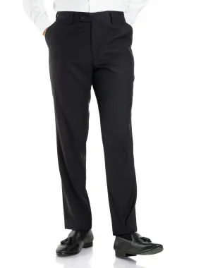 Trousers With Belt Loop - Jet Black Plain (Stretchable)