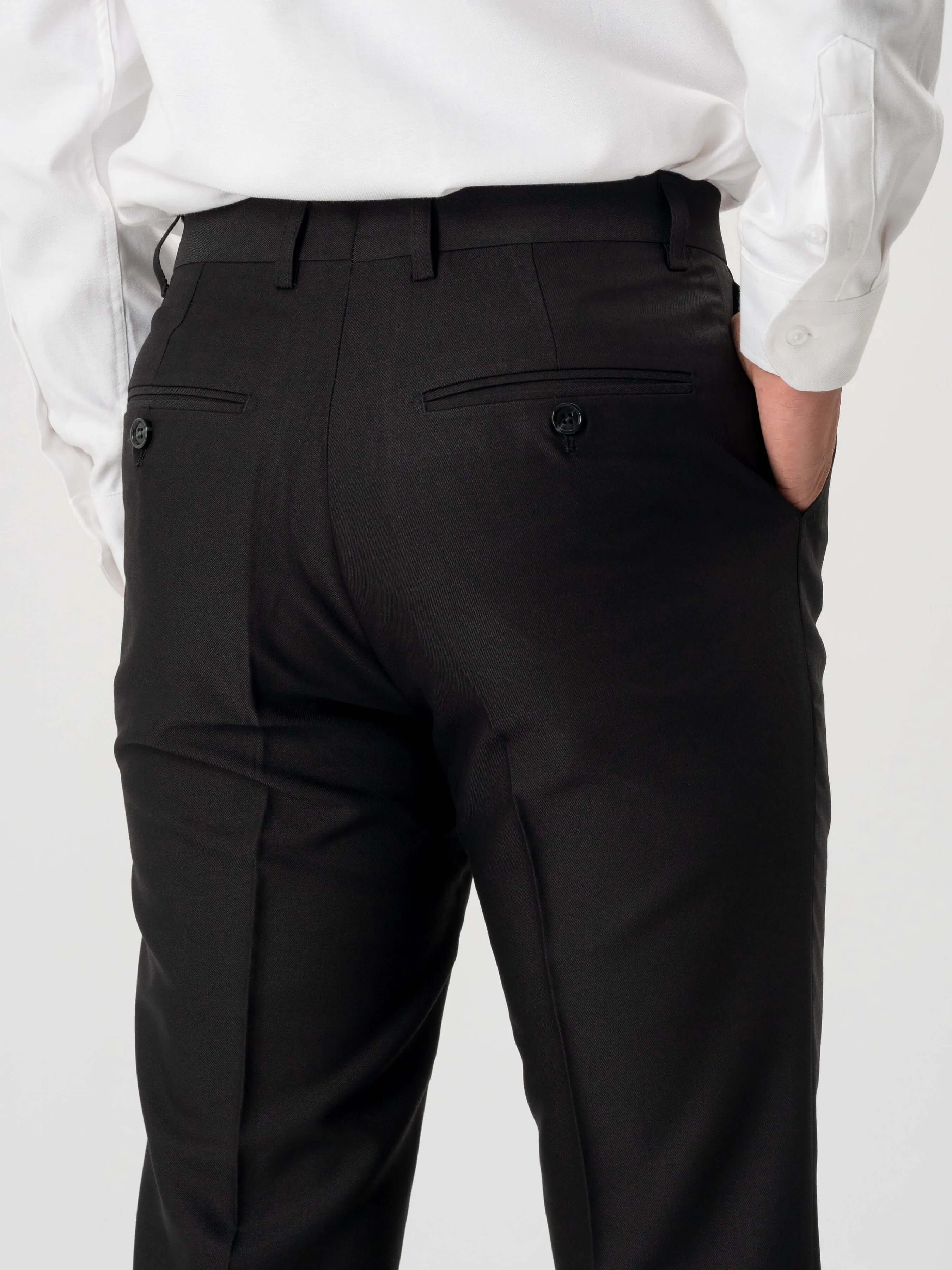 Trousers With Belt Loop - Tuxedo Black Plain (Stretchable)