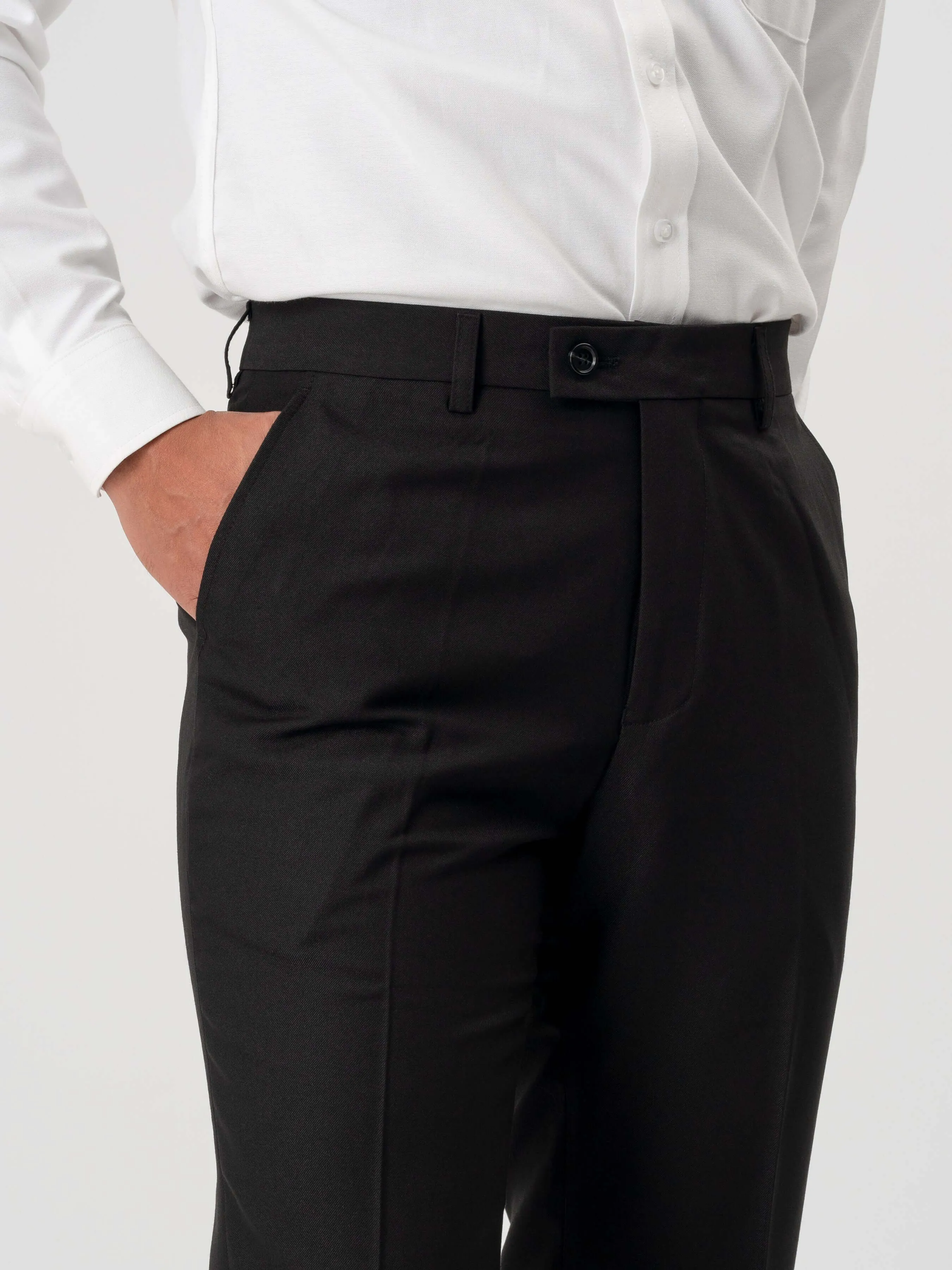 Trousers With Belt Loop - Tuxedo Black Plain (Stretchable)