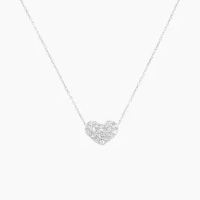 Valentina Pave Heart Necklace (Silver)