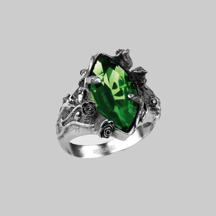 VERIDIAN. Dark Foliage Green Crystal Ring