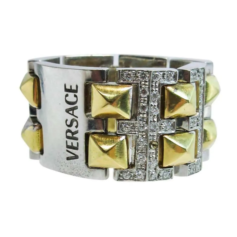 VERSACE 8K White and Yellow Gold with Diamond Accents | Size 6